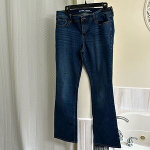 Midrise medium wash bootcut jeans